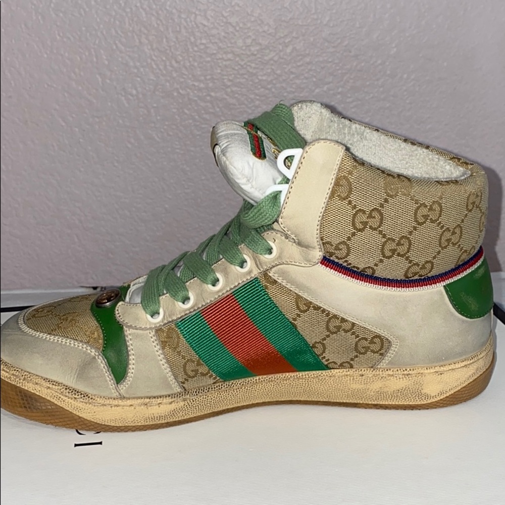 Men’s screener GG pre-distressed high-top sneaker